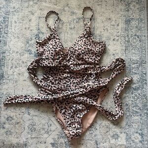 Aerie Leopard Print Wrap-Front swimsuit